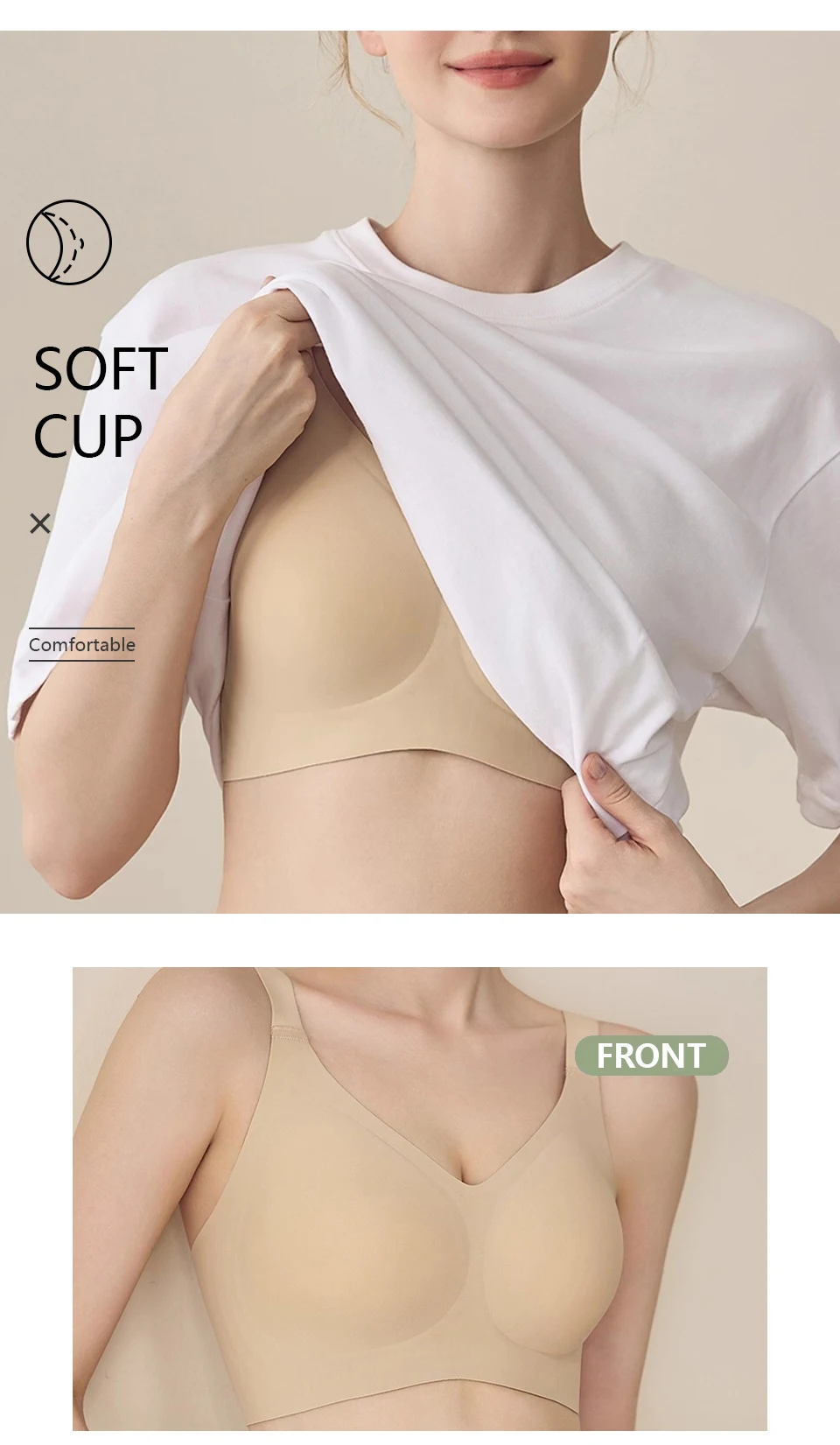 FallSweet Women Push-Up Seamless Bra Plus Size Wireless Bralette Adjust Straps Full Cup Breathable Lingerie Intimates Underwear