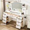 Vanity Makeup Desk 55 INCH Vanity Desk Mirror Dressers for Girl 6