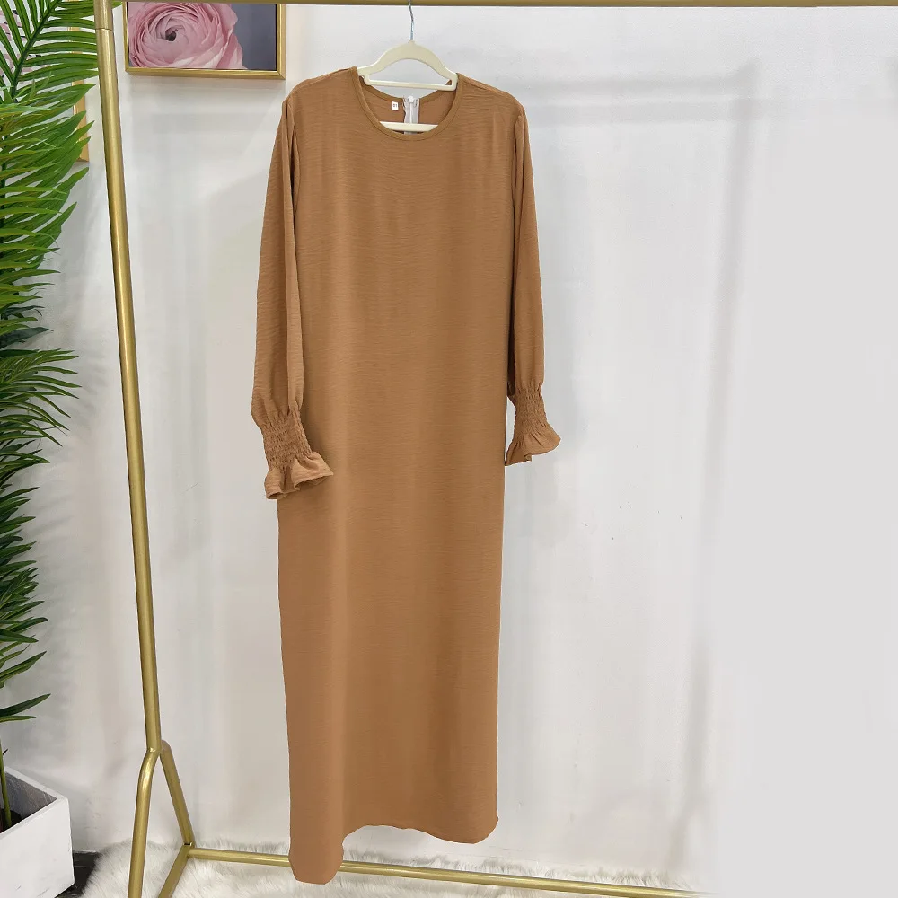 Ramadan Eid Prayer Dress Women Plain Long Hijab Robe Floral Cuff Muslim Abaya Dress Dubai Islamic Clothing Modest Clothes Kaftan