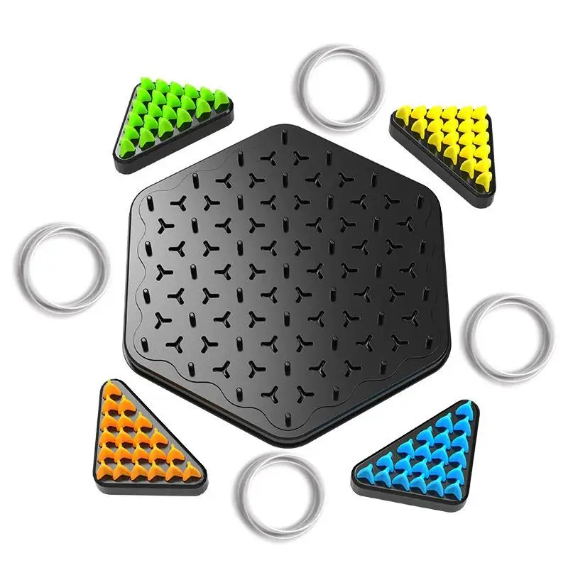 Board Game Toy Chain Triangle Chess Triggle Rubber Band Game Toy Board Game competitive Battle Set for kids friends parent-child interaction