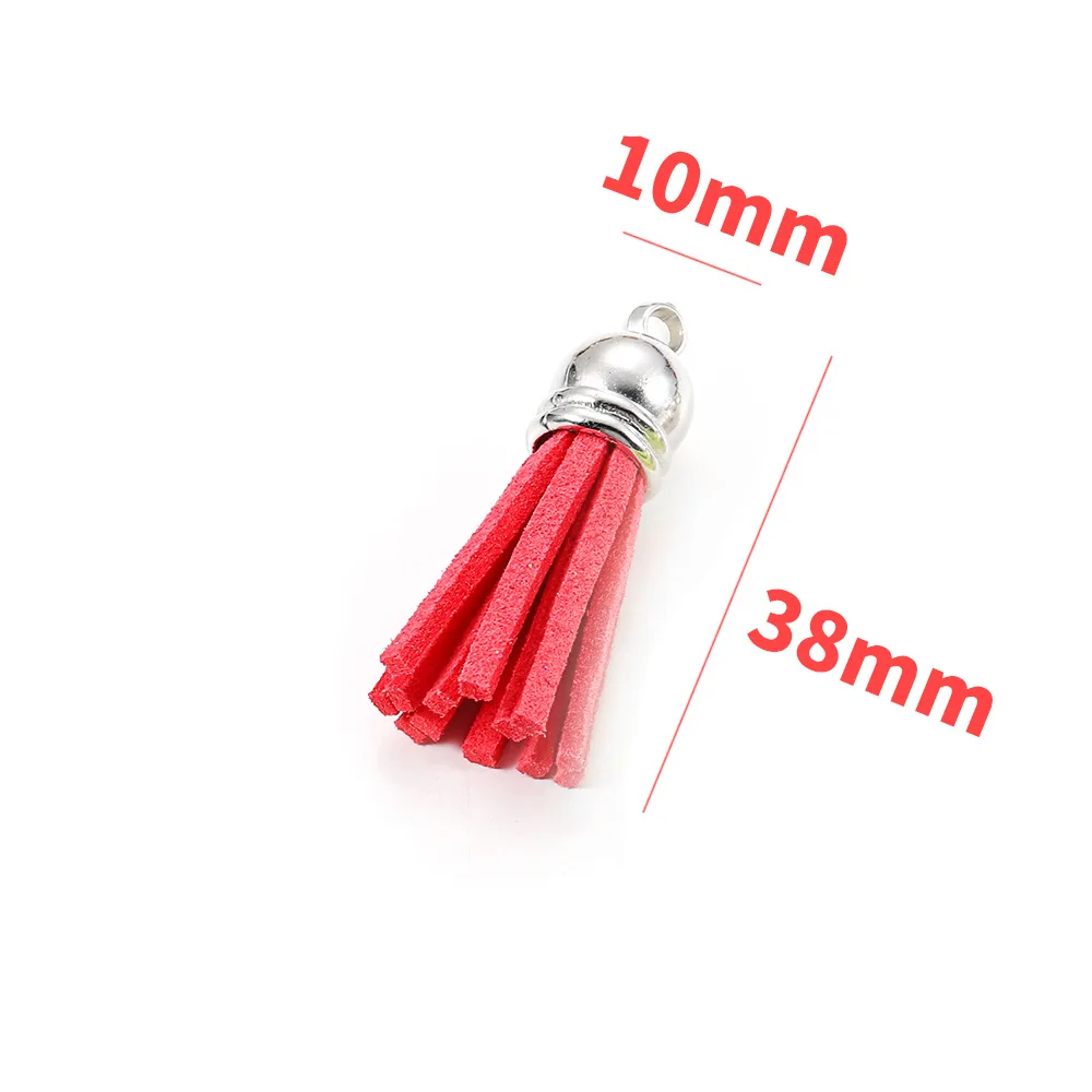 실버 스웨이드 인조 가죽 술, 키체인 핸드폰 스트랩, 쥬얼리 DIY 펜던트 공예 액세서리, 38mm, 10 개, 30 개, 60 개