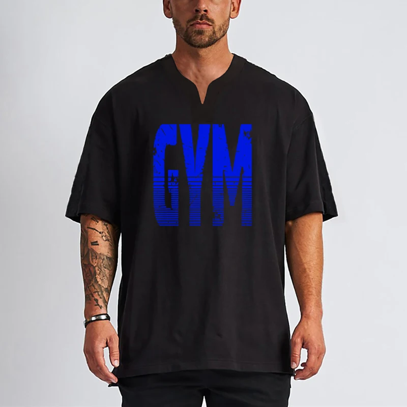 

Men's Running Short Sleeve T-shirts V-Neck Tee Shirt Men Casual Comfortable Cotton T Shirts Man Gym Bodybuilding Tops Tees