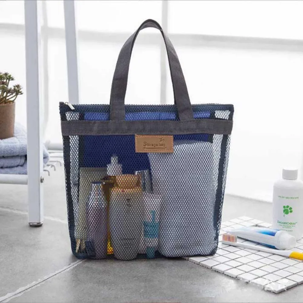 Cosmetic Storage Bag Mesh Beach Bag Mesh Bag Women Beach Bag Gym Bath Bag Makeup Mesh Toiletry Bags Men Wash Organizer Portable Pouch Case
