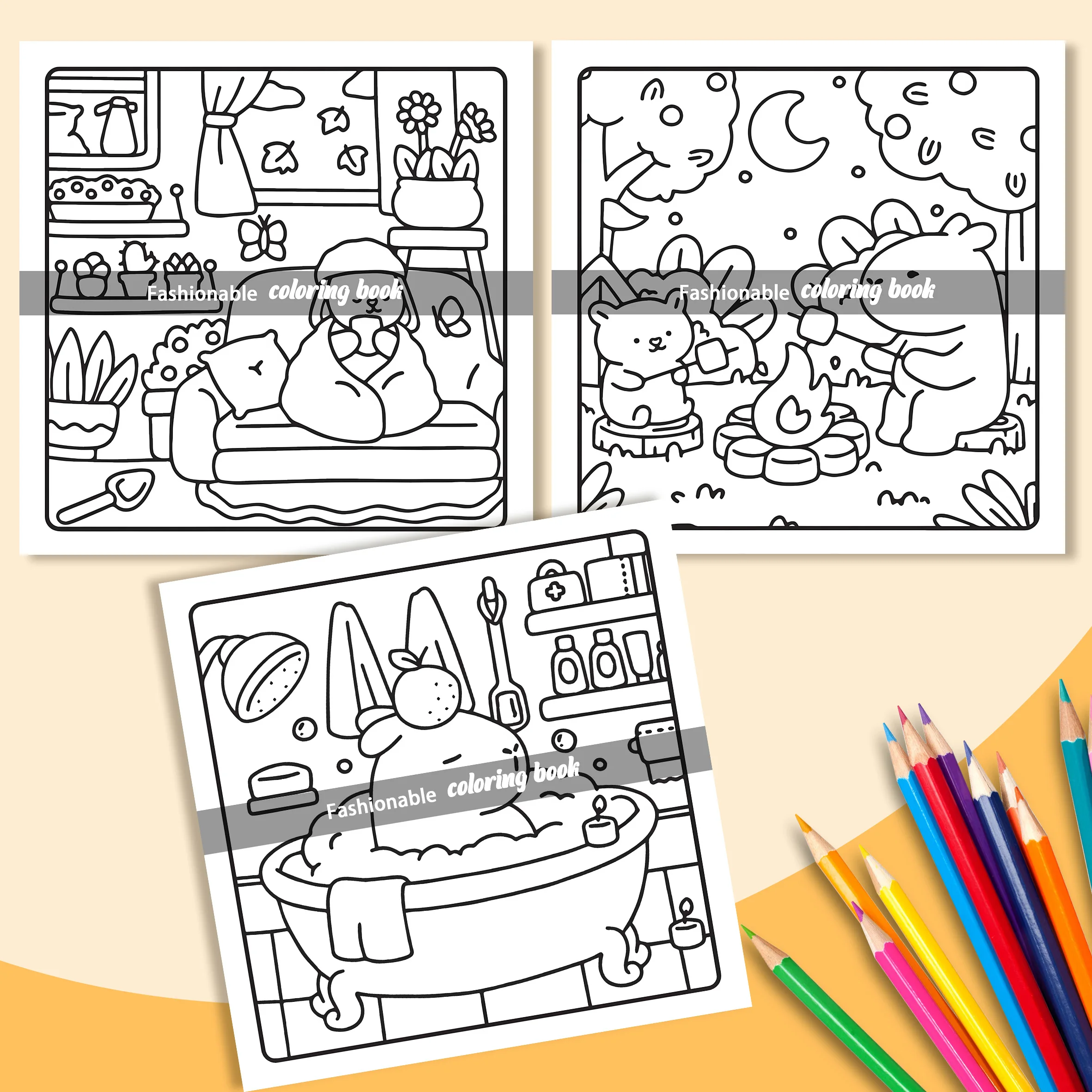 MY FUZZY BUDDIES: Coloring Book for Adults Featuring Cute Cozy Daily Activities for Relaxation (Cozy Spaces Coloring) 4