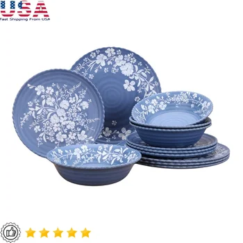 Bamboo Melamine Floral Dinnerware 1