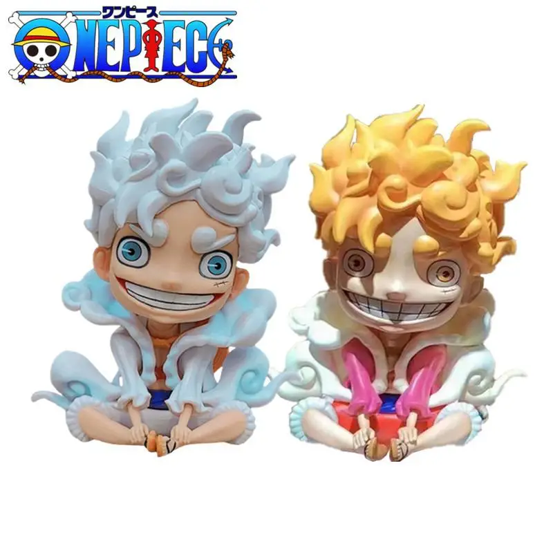 One Piece 12Cm Anime  Figure Luffy Gear 5 Action Figure Q Version Sun God Luffy Nika Pvc Action Figurine Collectible Model Toys