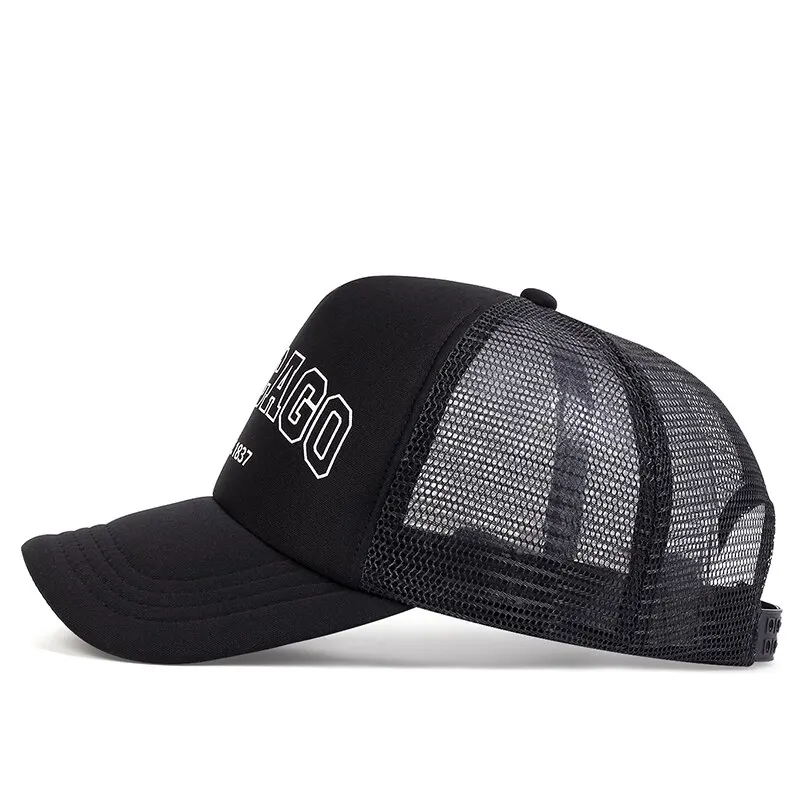 Baseball Cap Summer Men Mesh Outdoor Sport Chicago Letter Snapback For Women Unisex Breathable Hip Hop Trucker