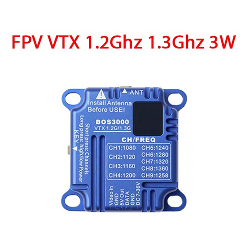 VTX 1.2G/1.3G 3W FPV installé sur un drone, prêt pour le vol longue distance