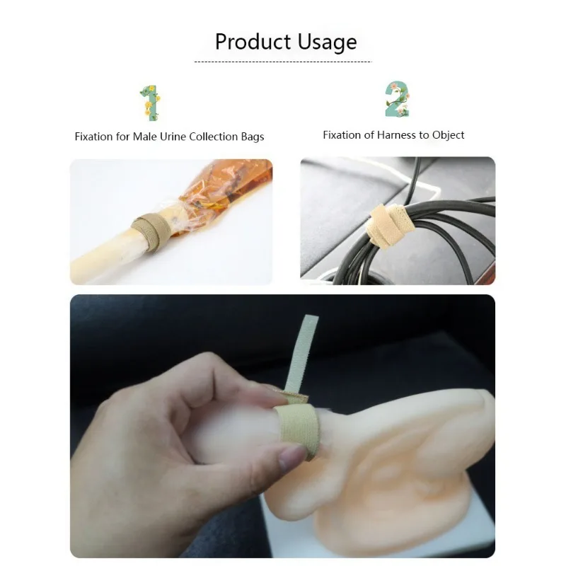 Adjustable Elastic Straps with Hook-and-Loop Fasteners for Secure Anti-Slip Male Urine Bag Fixation Ideal for Bedridden Elderly