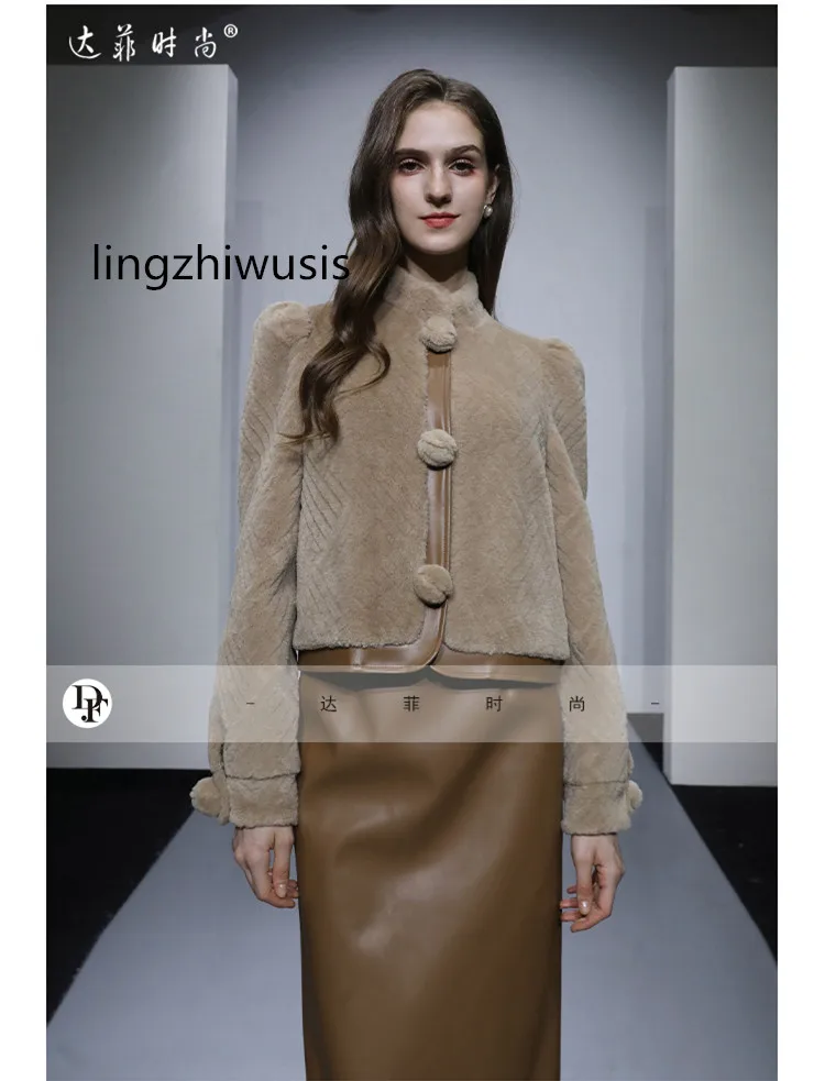 

Women Fur Coat Skirt Set 2023 Winter Fashion Vintage Elegant Brown Furry Short Outerwear Bud Skirt Suit Twinset New Arrive