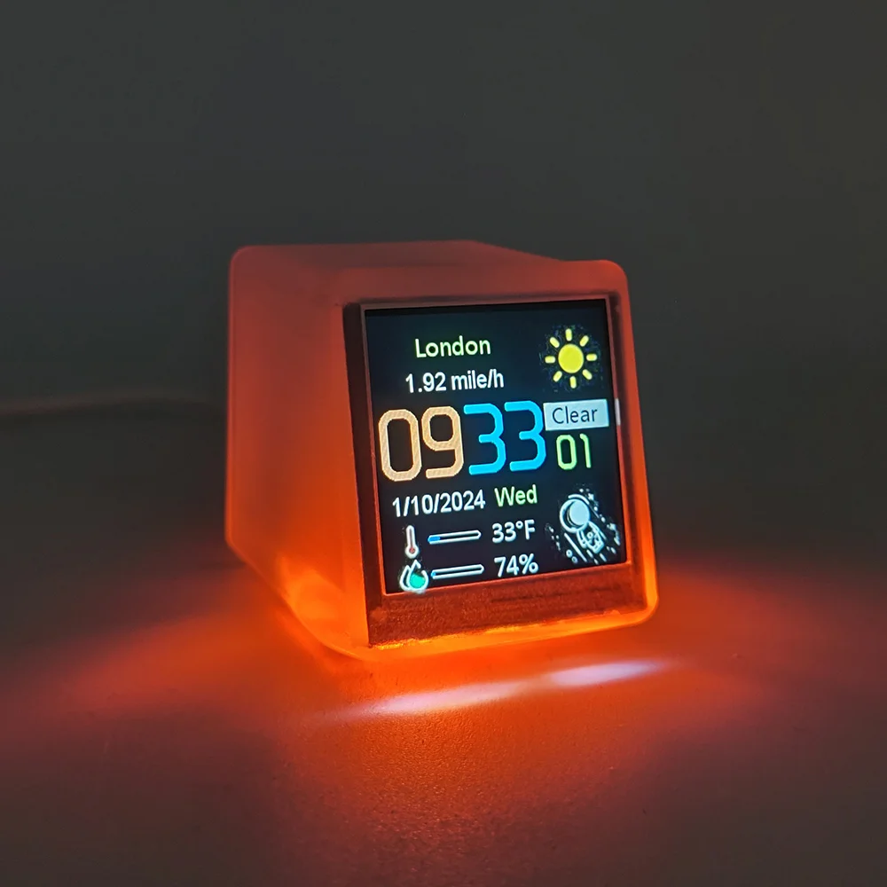 Weather Clock Mini Weather Clock Bitcoin Price Tracker Nixie Tube Alarm Clock with Colorful RGB Lights and WIFI Weather Station DIY Album and GIF Animations