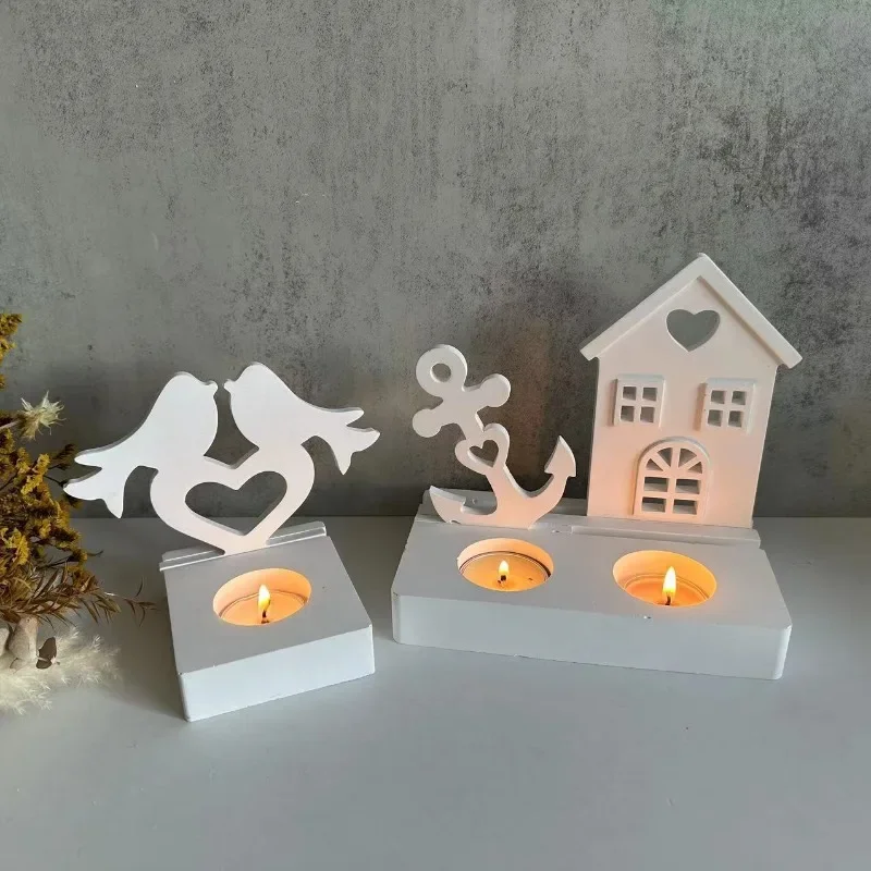 

Bird Anchor House Silicone Candle Molds Heart Houses Concrete Moulds Casting Molds Gypsum Candle Holder Decoration Resin Mould