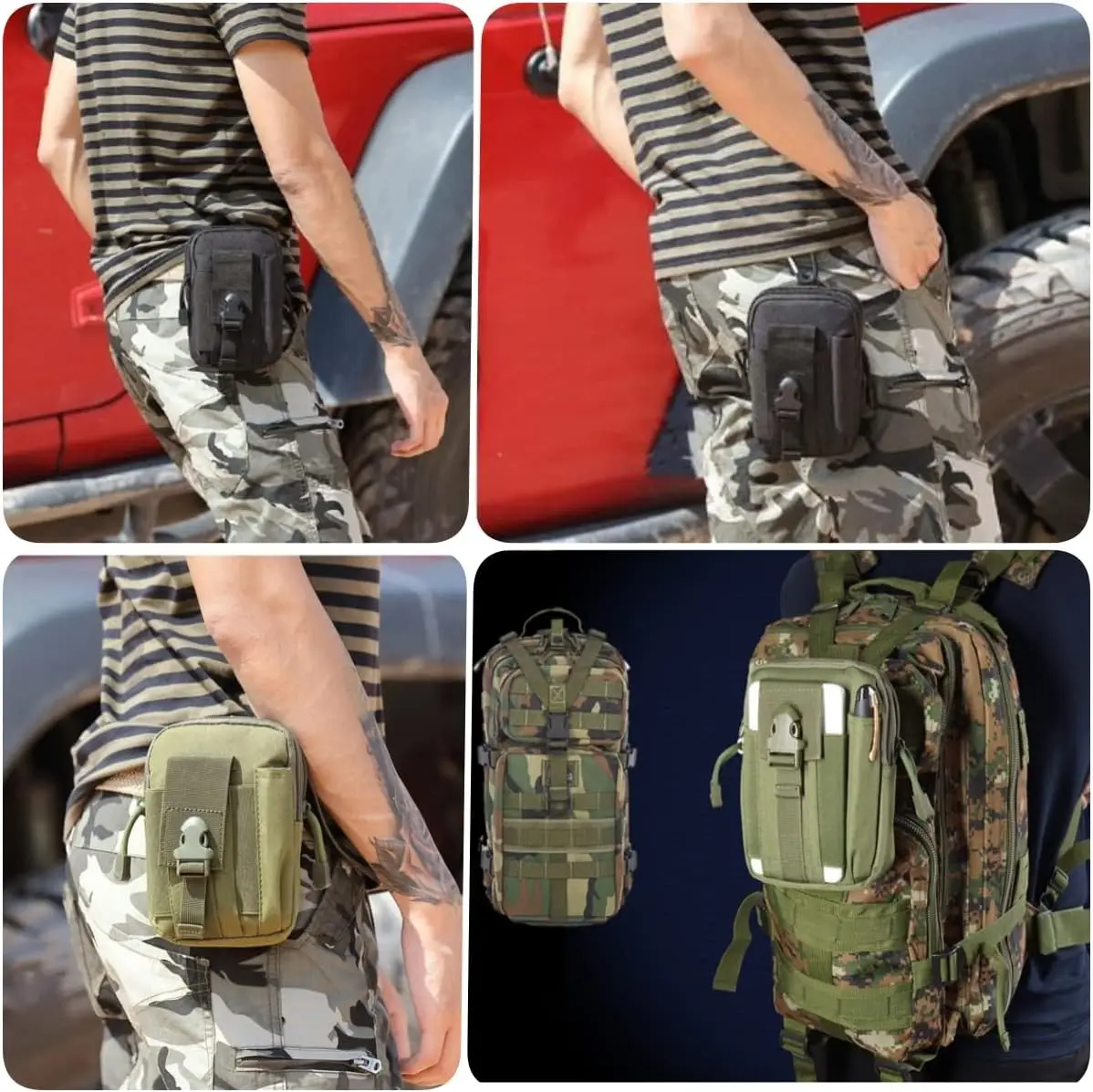 휴대폰 파우치, 남성용 벨트용 휴대폰 홀스터 파우치, 전술 휴대폰 벨트 파우치, EDC 몰리 허리 가방, 지갑 파우치 휴대폰 케이스