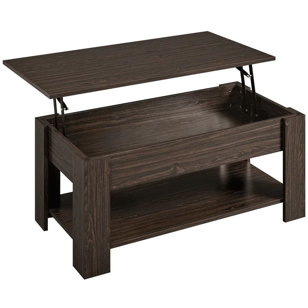 Renwick Modern 38.6" Wood Lift Top Coffee Table with Shelf for Livingroom, Espresso 2