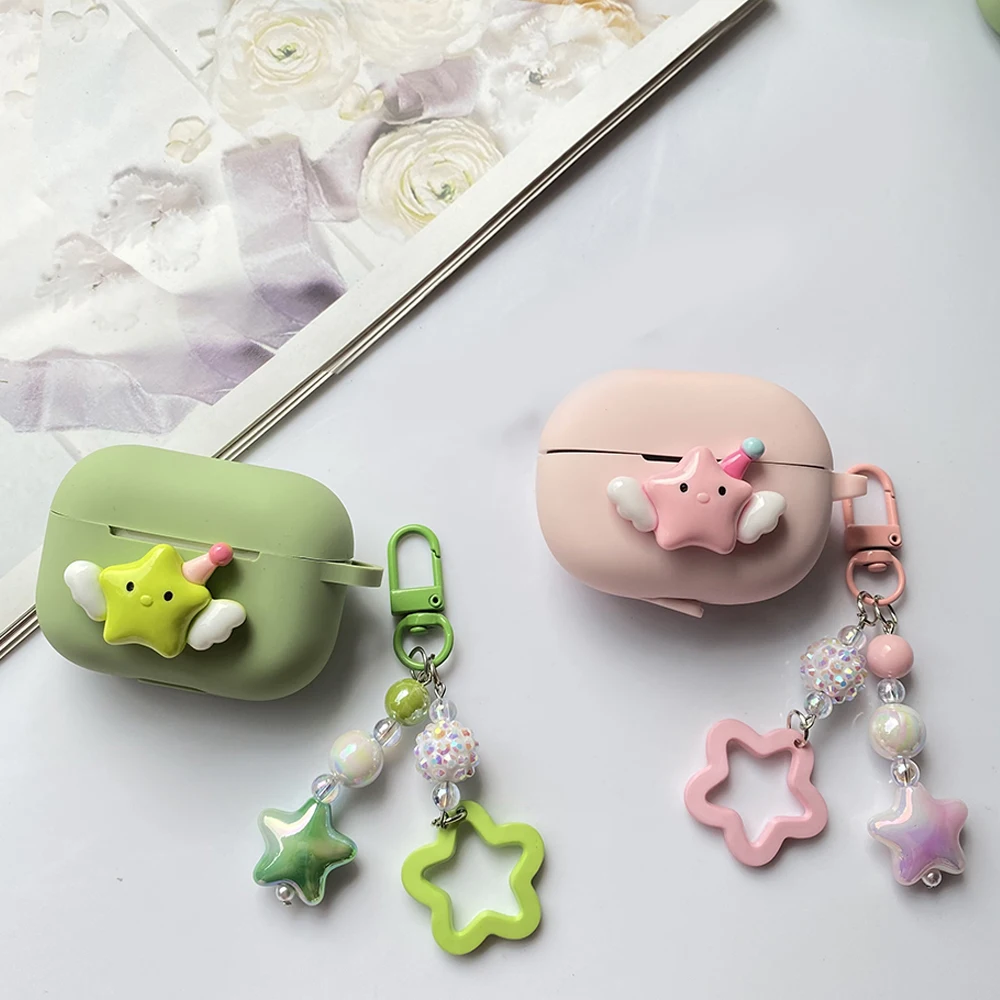 Per Jabra Elite3 2 / Elite 4 Active Case Cartoon Star Cute Custodia Per Auricolari In Silicone Con Portachiavi Per Jabra Elite 4 Cover