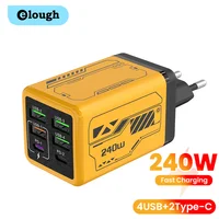 240 Вт, 6 портов, 4 USB + 2 типа C, сверхбыстрая зарядка, зарядное устройство для мобильного телефона, USB3.0 PD3.0, зарядное устройство для ЕС/Великобритании/США для Iphone 17 16 Samsung POCO