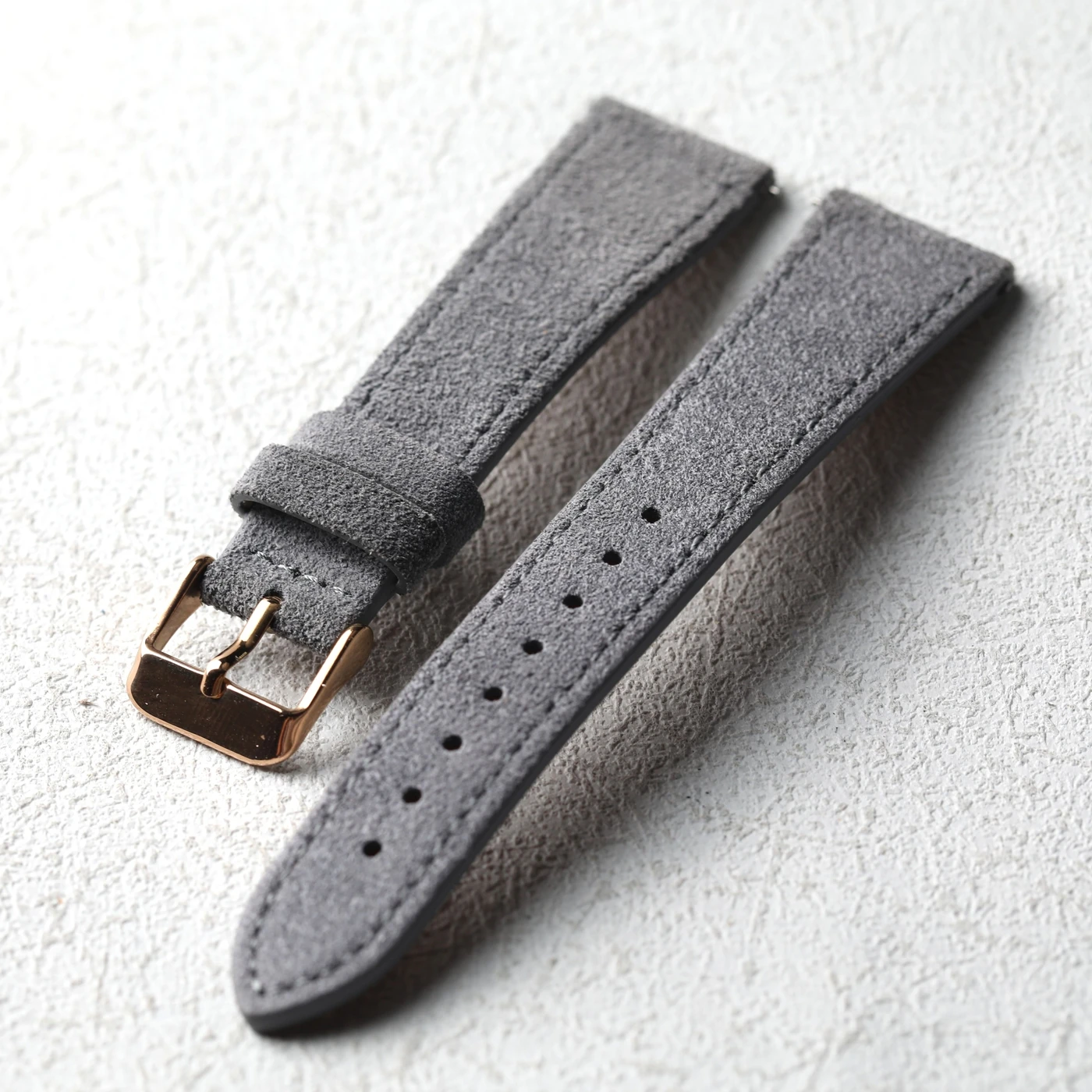 Vintage Gray Handmade Soft Suede Men's Leather Bracelet Strap, S/M Size