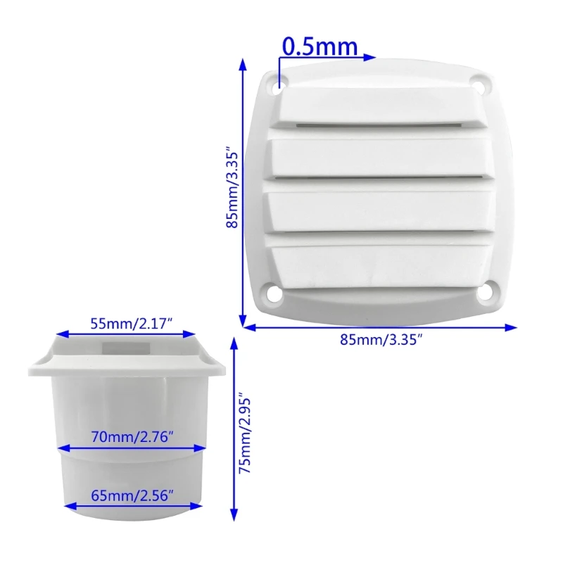 3 Inch Plastic Air Outlet Vents Louver Grille Cover Wall Air Vent Flat Ducting Ventilation Outlet for RV