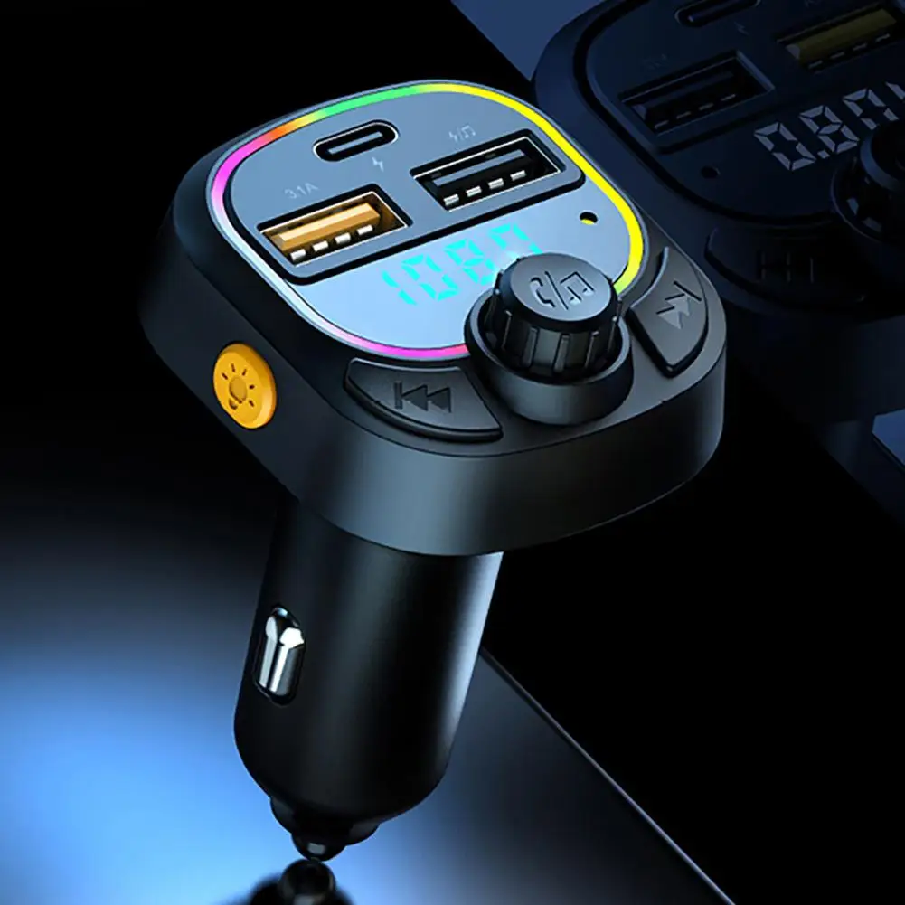 Car Charger Adapter Practical Quick Charge Car Charger Adapter RGB Lighting Power Supply Car Charger