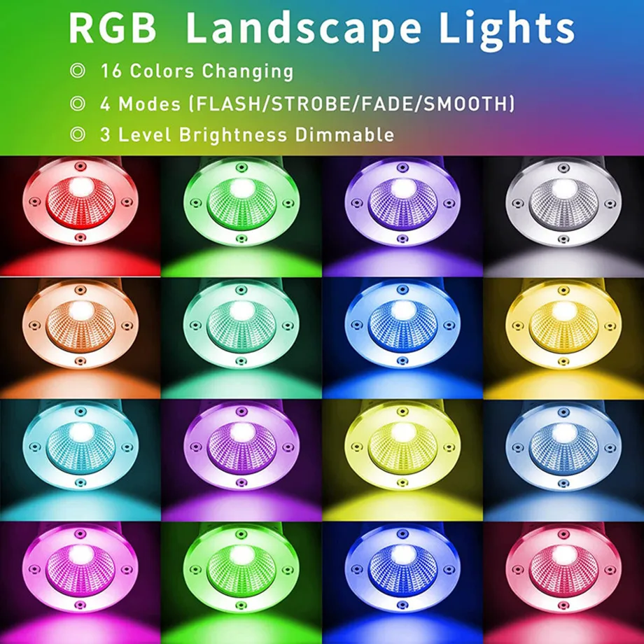 RGB 10W LED 지중 조명 야외 방수 마당 계단 공원 스포트라이트 보도 경로 바닥 매립형 램프 110V