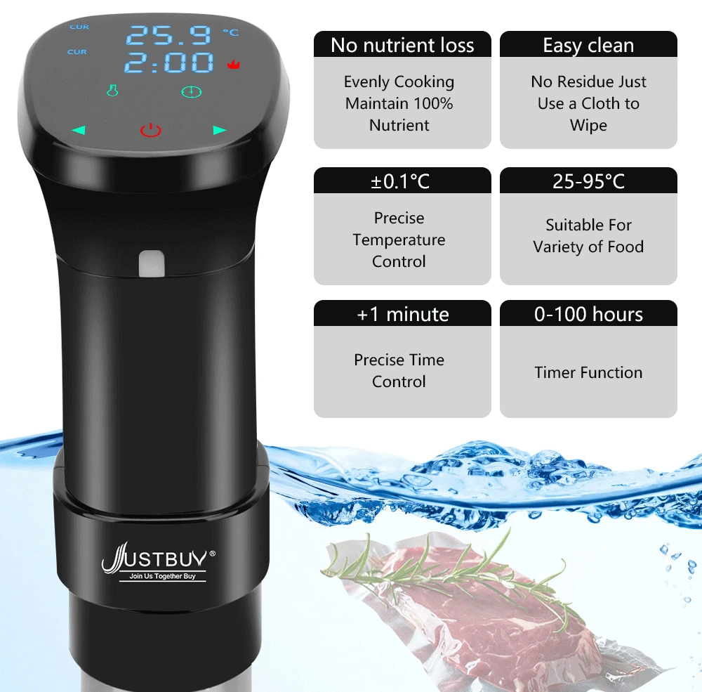 EU/US Plug Stainless Steel IPX7 Waterproof LCD Touch Sous Vide Cooking  Immersion Circulator Slow Cooker Machine 6