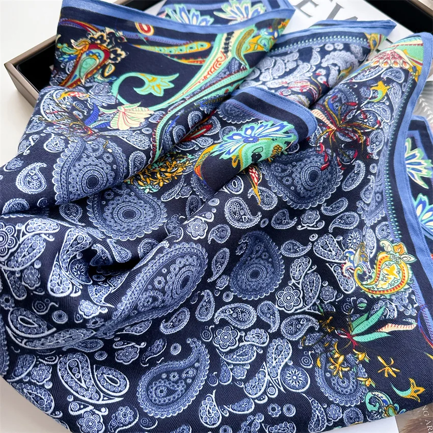 65*65cm Frauen Retro Paisley Druck Baumwolle Fühlen Sich Weich Foulard Bandana Kopftuch Frühling Herbst Warme Wraps Mode Dekoration schals – Detail 3