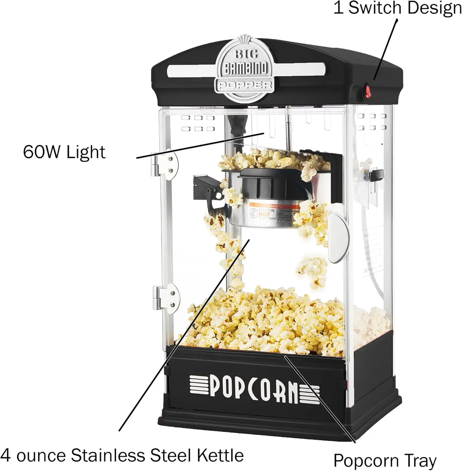 Popcorn Machine Kettle, Measuring Cups, Scoop, and Serving Cups by Great Norther