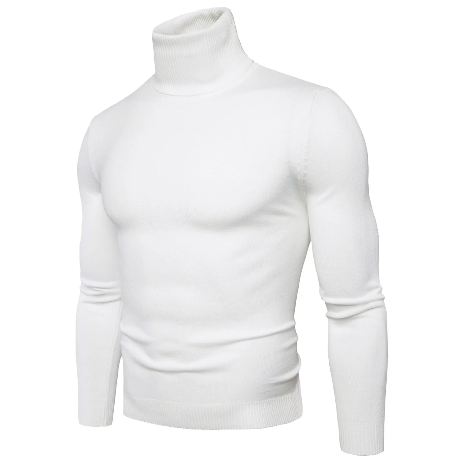 Mens Crewneck Sweaters Autumn Winter Elastic Long Sleeve Solid Color Pullover Fitness Knitted Soft Basic Thermal Underwear Top mens solid color elastic underwear set autumn winter thick soft thermal pajamas crewneck long sleeve pullover fit slim pant male