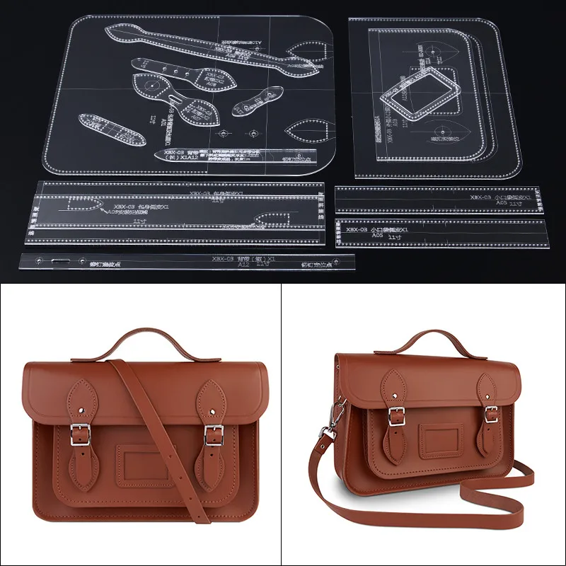 1Set DIY Acrylic Template Pattern For Women Cambridge Bag Soft Leather Craft Pattern Sewing 28*19*7.5cm