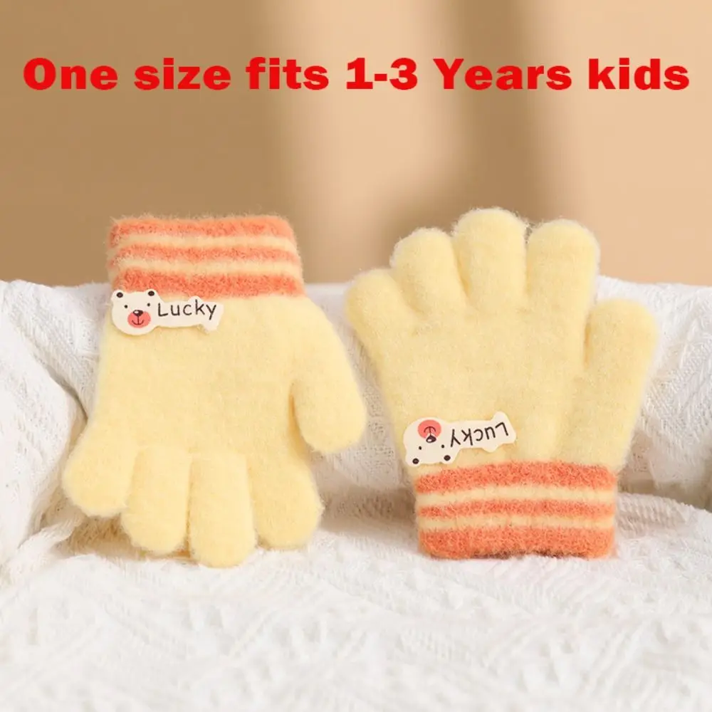Cartoon Knitted Children Gloves Soft Warm Full Fingers Gloves Knitted Mittens For 1-3 Years