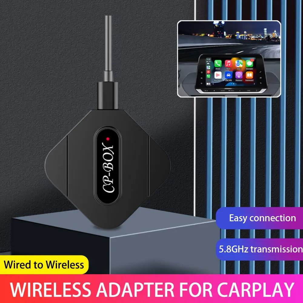 

Wireless Adapter for CarPlay 5GHz WiFi Wired to Wireless Converter Multimedia Player Plug and Play Dongle for iOS 13.5 and Later