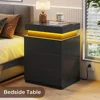 Nightstands Set of 2, Charging Station and Sliding Top, Bedside Table with Power Outlets & Drawers,  Nightstands 2