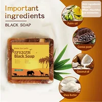 Savon noir africain traitement de l'acné nettoyage en profondeur exfolier le visage hydratant lissage de la peau savon pour le visage pour les soins de la peau 2