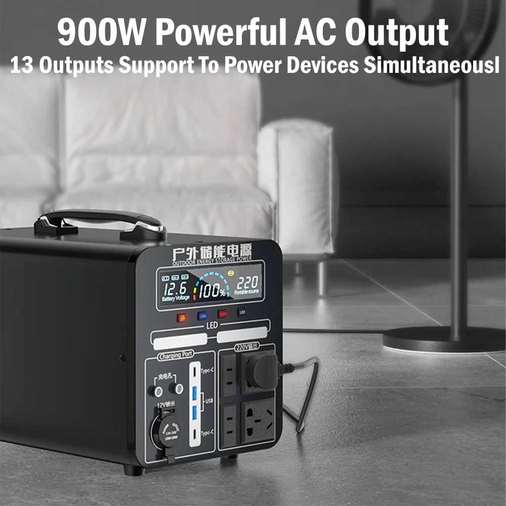 600W przenośna elektrownia 960Wh 103200mAh Generator słoneczny przenośne źródło zasilania stacja 3 USB TypeC do telefonu komórkowego