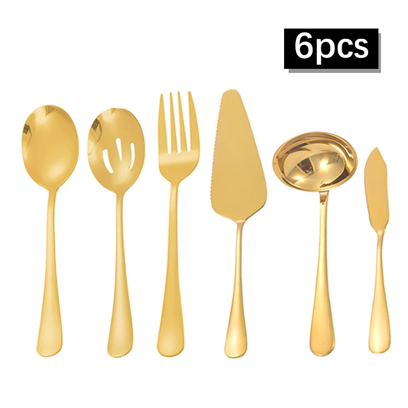 Stainless steel utility spoon fork colander soup spoon cream knife cake spatula tableware set 2pcs/6pcs dinnerware set