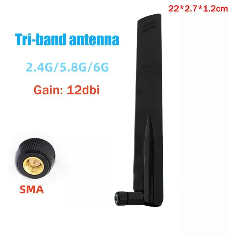 WiFi6 WiFi7 2.4G/5.8G/6G Üç Bantlı Harici Anten 12dbi Bluetooth Router Anteni RP-SMA Bluetooth Router Anteni