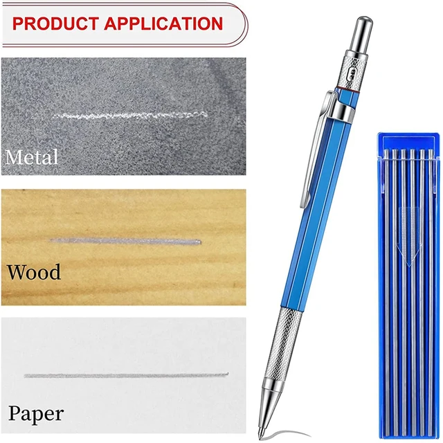 Welders Pencil with 12PCS Silver Streak Refills, Metal Marker Mechanical  Welding Pencil Pipefitters, Fabrication, Red - AliExpress