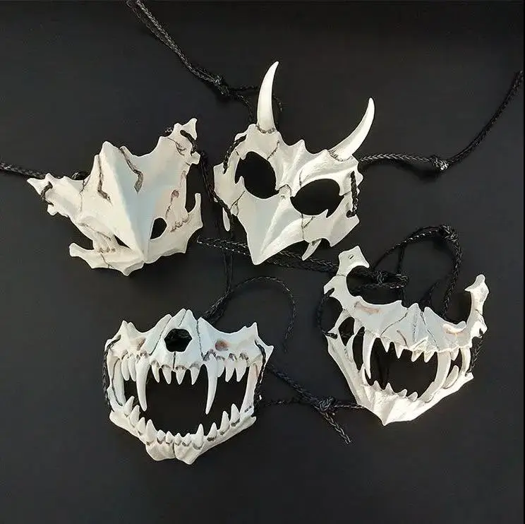 Two-Dimensional Half Mask Crafts Dragon God Tiger Tengu Yasha Resin Figurine Mask Japanese Prajna Mask Home Room Wall Decoration