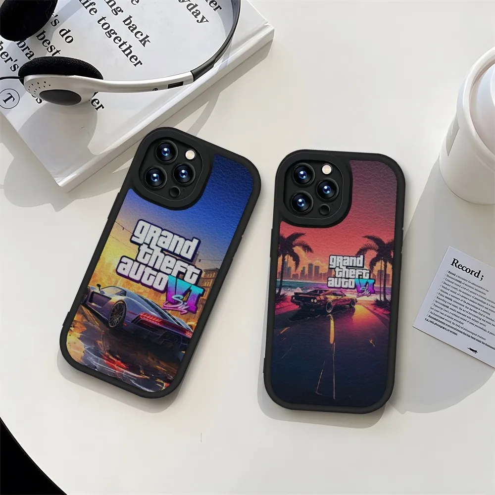 Чехол для телефона Gta Vice City, черный для IPhone 11 14 13 12 Pro Max Mini Xs X Xr 7 8 Plus SE2020, кожаный силиконовый мягкий текстурный чехол