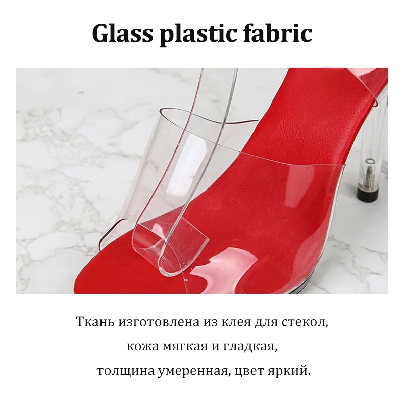 Women High Heels Platform High Heels Sandals Platform Sandals LTARTA Women's Sandals Fashion Transparent Crystal Heel Women's Shoes Large Size 35-43 Fish Mouth Party Wedding Shoes LFD