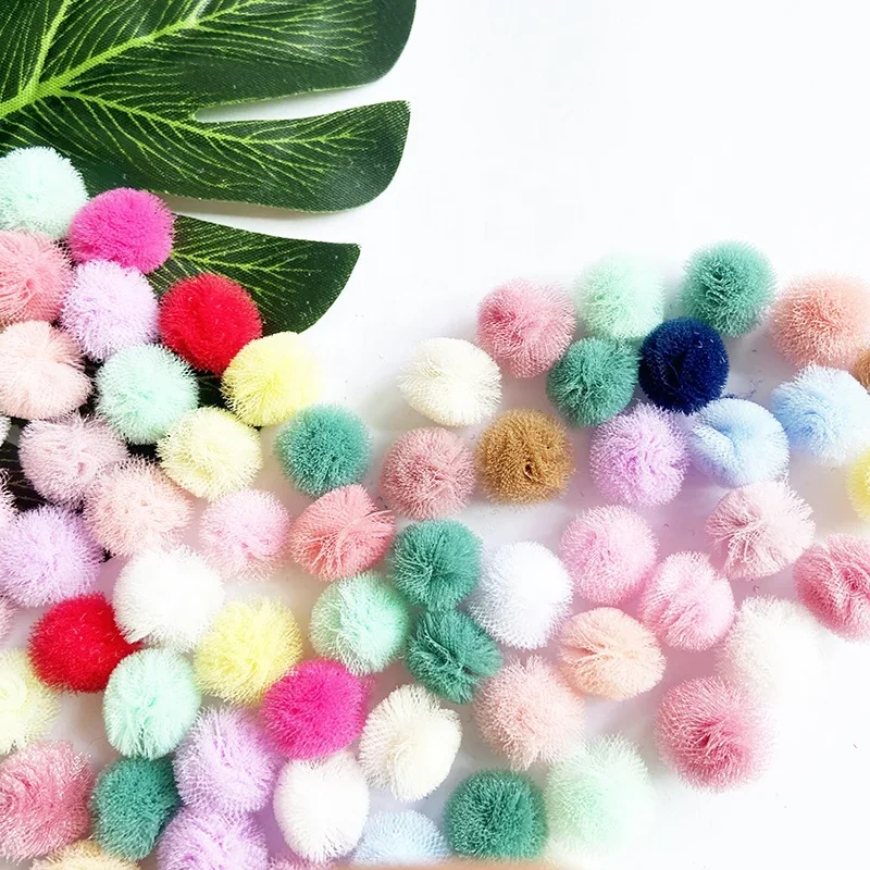 Low Price 15 mm DIY Decoration Korea Lace Mesh Ball Pompom Pom Poms 500pcs Random Color DIY Wedding Decor Pom Balls