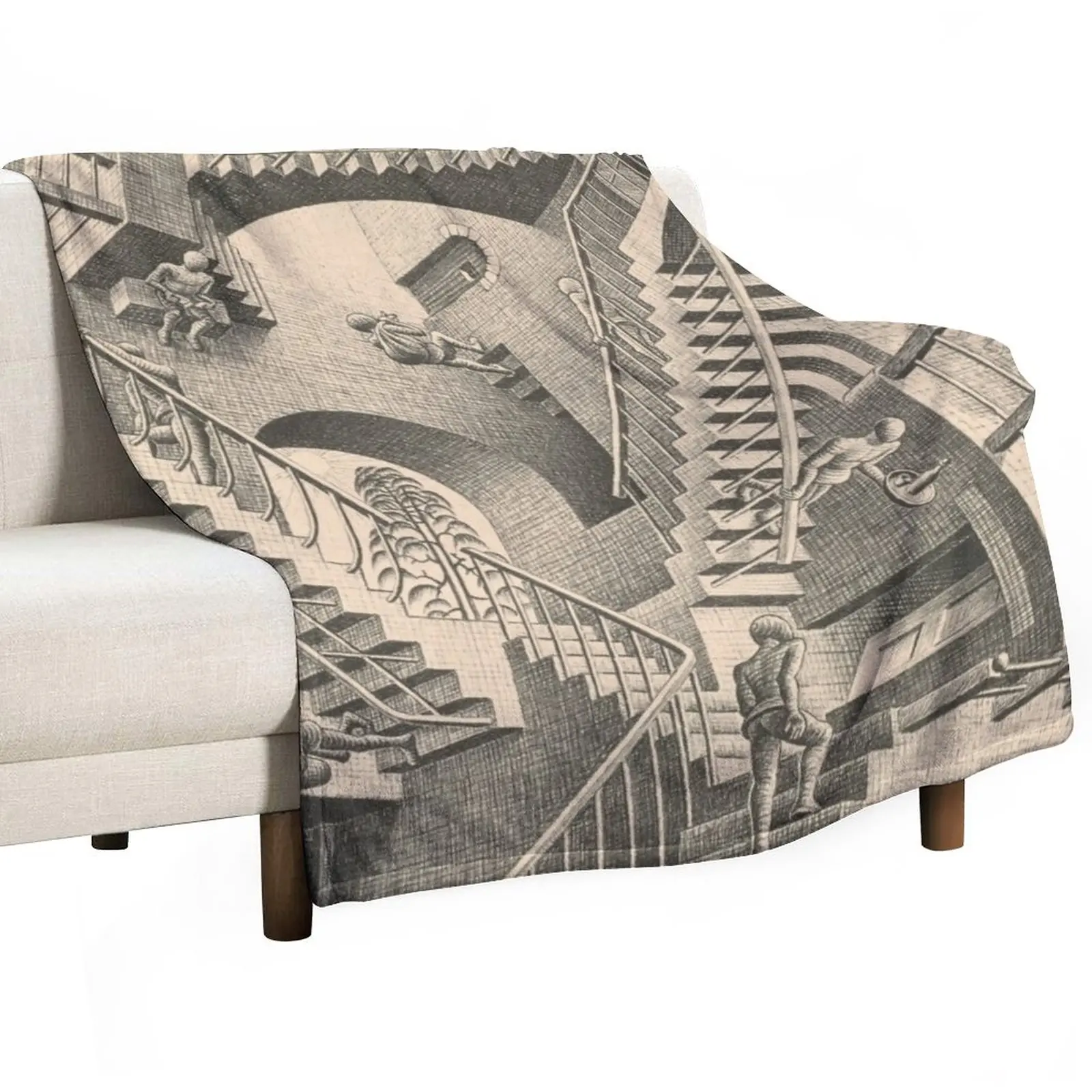 

Escher - Relativity Throw Blanket Decorative Sofa Sofas Blankets