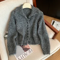 Women's Turtleneck Cardigan Sweater Y2k Vintage 2000s Jumper Knitwear Long Sleeves Korean Soft Cozy Sweater Autumn Winter 2025 - Image 2