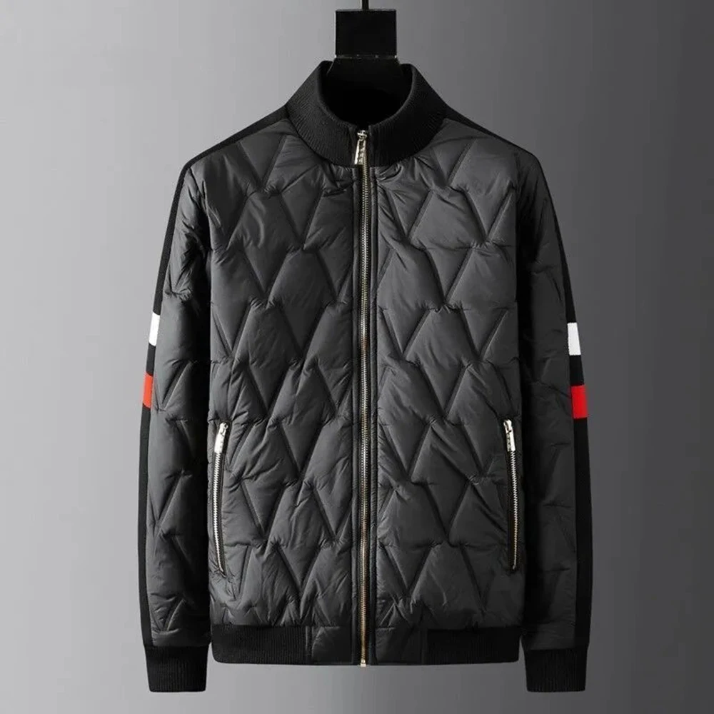 Mens Y2k Suit Autumn Winter Thick Warm Cold-Proof Suit Windproof Fashion Brand High Collar Cotton Coat Trousers Two-Piece Suit 4