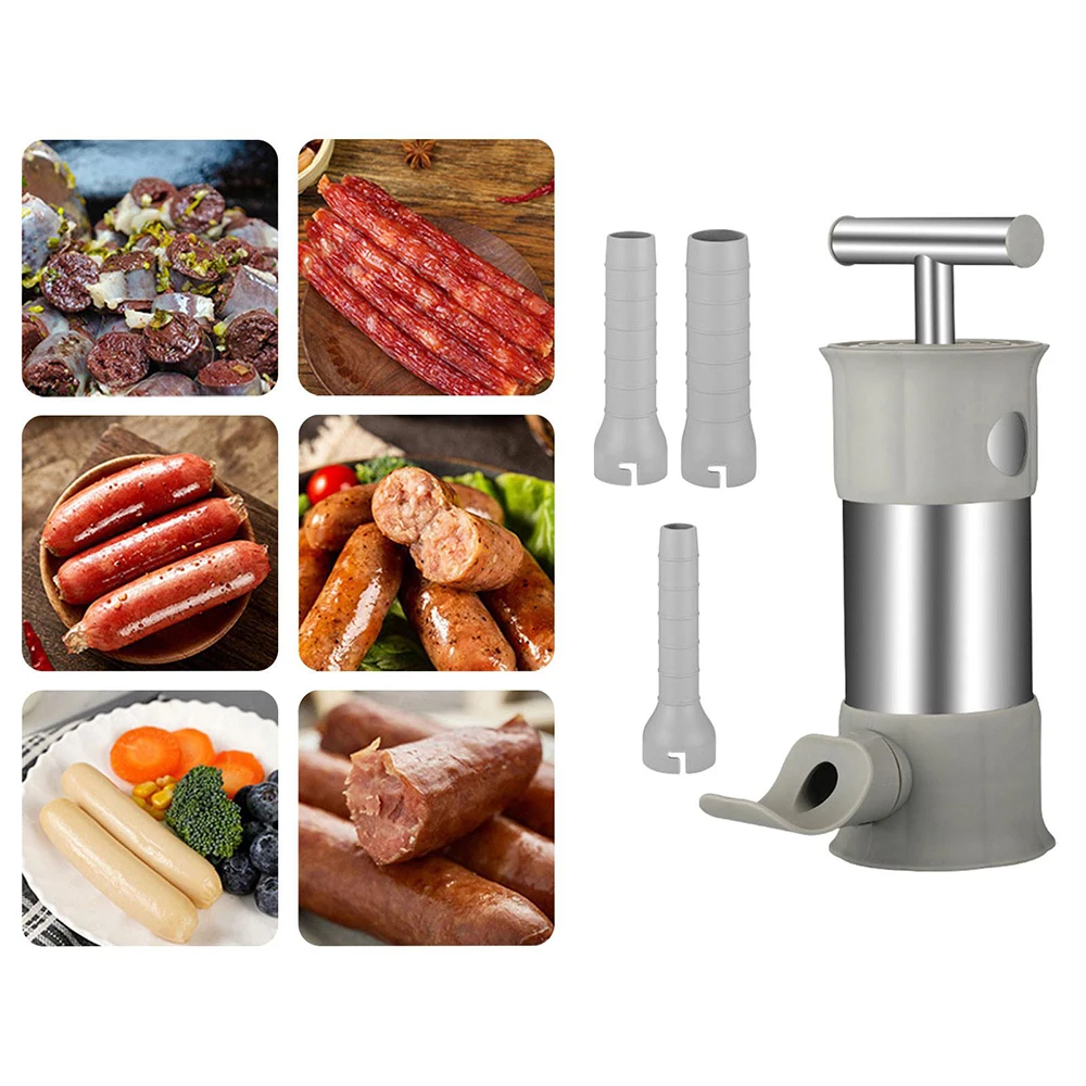 Sausage Stuffer with 4 Different Sizes Stuffing Tubes Quick Filler Syringe sausage stuffer