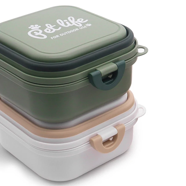 Portable Thickened Folding Pet Double Bowls Tableware Travel Dog Feeder Bowls 2-in-1 Pet Outdoor Travel Supplies 4
