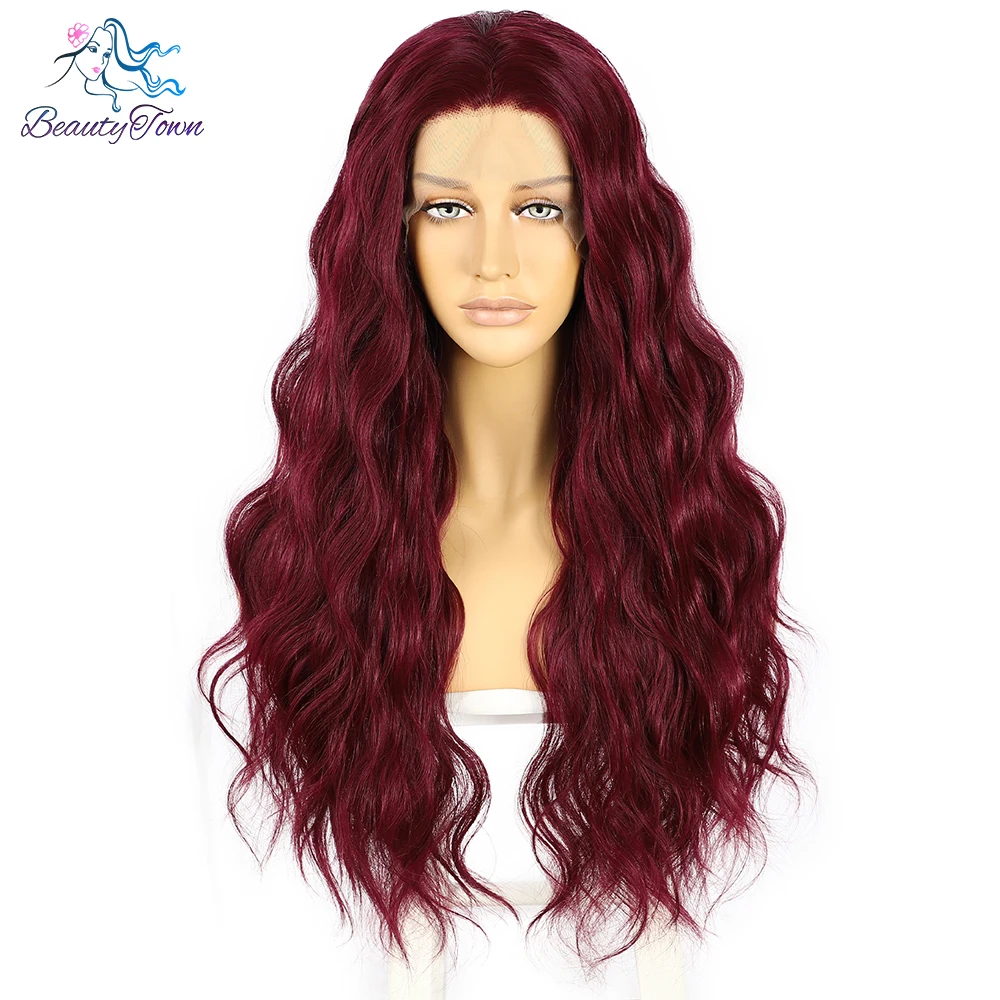 

Red 99j Colored Snythetic Lace Front Wigs Body Wave HD Transparent Lace Wig For Women Daily Use Cosplay Heat Resistant Wig