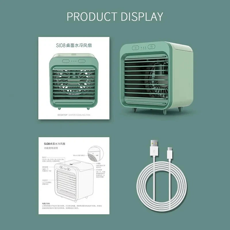 Cordless Ice Cooler Fan Mini Portable Air Conditioning For Bedroom