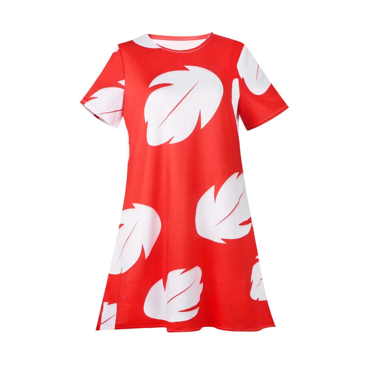 Girls Disney Stitch&Lilo Role Play Dress Hawaii Children Red Frock Featured with White Feather Print Ohana Spirit Ployester Gown Saf04f530ce7e49e7af96b42c7bf25d12Q