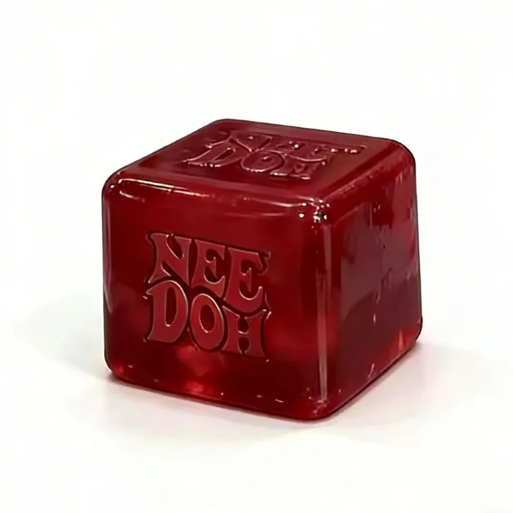 Translucent Red Squishy Stress Relief Cube - BPA-Free Fidget Toy